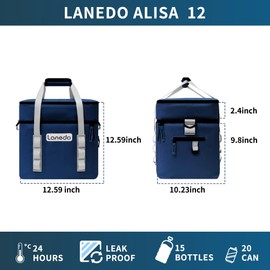 Lanedo Neptune Lunch Soft Cooler 20 Can, Insulated Bag Portable Ice Chest Box for Lunch, Beach, Drink, Beverage, Travel, Camping, Picnic, Car, Trips, Cooler Leak-Proof