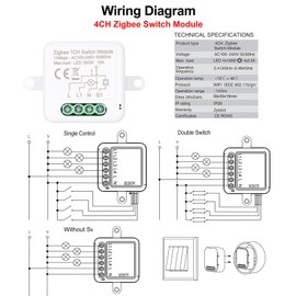 4CH Zigbee Mini Smart Switch Relay Module Support 2 Way Control Switch for Smart Home Automation, Works with Alexa  Home