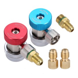 gohantee R134A Adapter Fittings Quick Coupling High Low AC Freon Manifold Hose Conversion Kit 1/4" SAE HVAC with Brass Adapter 1/4" Female Thread 1/2"