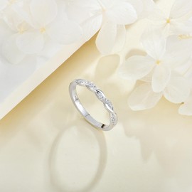 Starnny Women's Rings Sterling Silver 925 Infinity Rings 3A Cubic Zirconia Engagement Ring for Women, Silver, Cubic Zirconia