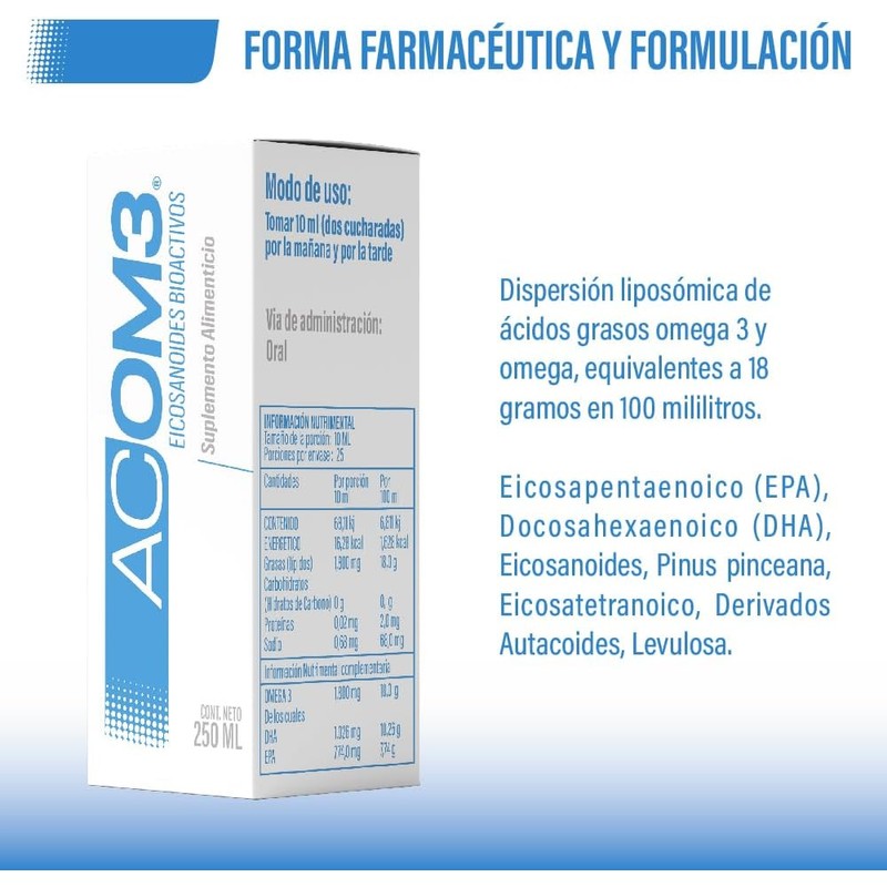 Omega 3 Liposomal Eicosanoides Bioactivos ACOM 3 250 ml