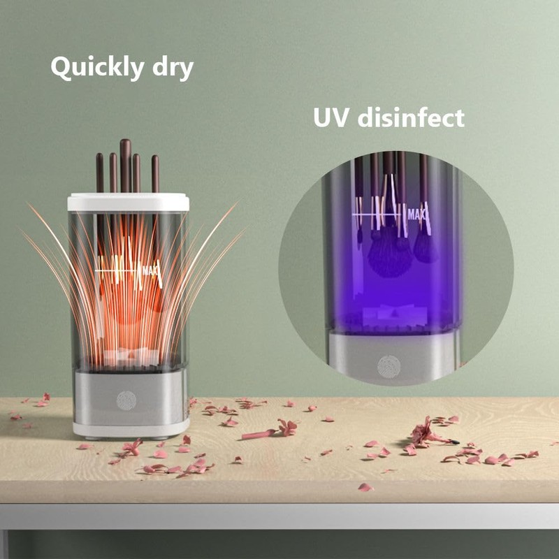 Electric Makeup Brush Cleaner and Dryer Machine, Automatic Spinning Brush