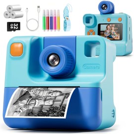 Kids Camera Instant Print, Christmas Birthday Gifts for Girl Boys 3-12 Years Old, FHD Selfie Digital Video Cameras Toddler 3 Rolls Print Paper & 32G Card (Blue)