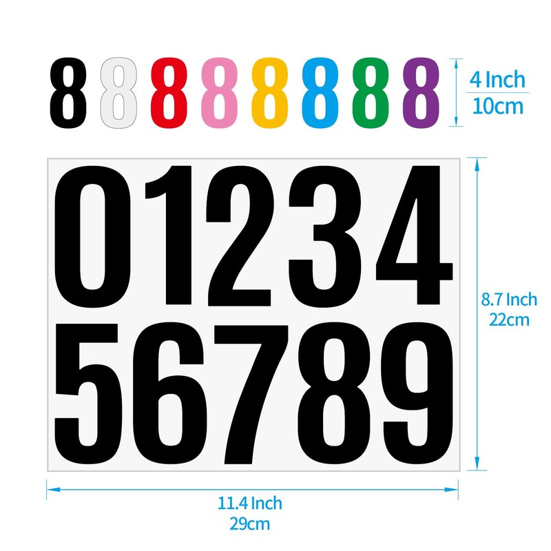 Large Number Stickers Waterproof Number Stickers Large (Black, 4 Inch,