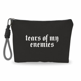 luixd Make Up Bag, Cosmetic Bag With Hand Strap - Gothic Tears Of My Enemies - Lined Toiletry Bag For Woman - Travel Pouch, Black Organizer With Zipper, Women Essentials & Accessories - A09