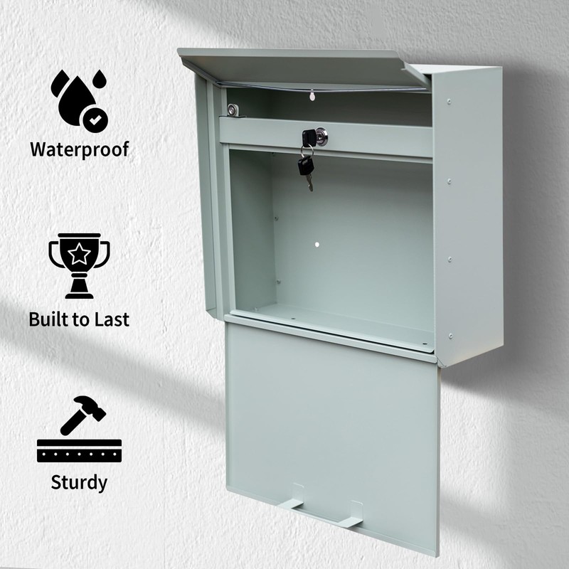 Wall Mount Mailbox for House Outside, Anti-Theft Locking Mailbox, Weatherproof