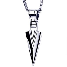 Arrow Spearpoint Arrowhead Pendant Necklace for Women Men Gothic Punk Cool Spike Minimalist Chain Necklace for Rock Hip Hop Party Jewelry Gifts (Silver)