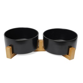 OniAnt Ceramic Dog Water Bowl, 28.7 oz No Spill Water and Food Bowls for Medium Dogs, Modern Design Dishes for Puppy & Cat, Pet Feeding Station with Weighted Base, Black