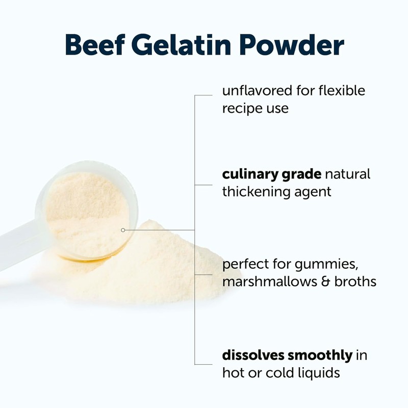 Beef Gelatin Powder, 2lb (32oz) | Premium Source from Grass-Fed