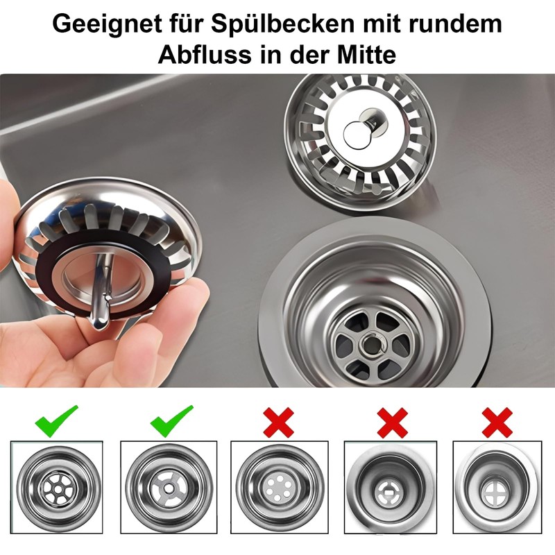 Soiftra Universal Drain Plug, 82 mm Sink Height Adjustable Drain