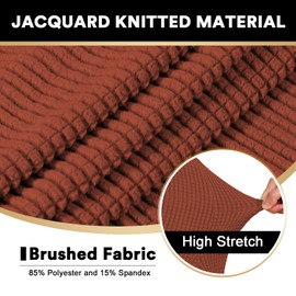 Stretch Armless Futon Cover Futon Slipcover Full Queen Size Futon Couch Cover Futon Sofa Cover Futon Bed Cover Furniture Protector with Elastic Bottom, Checked Pattern Jacquard (Futon, Rust)