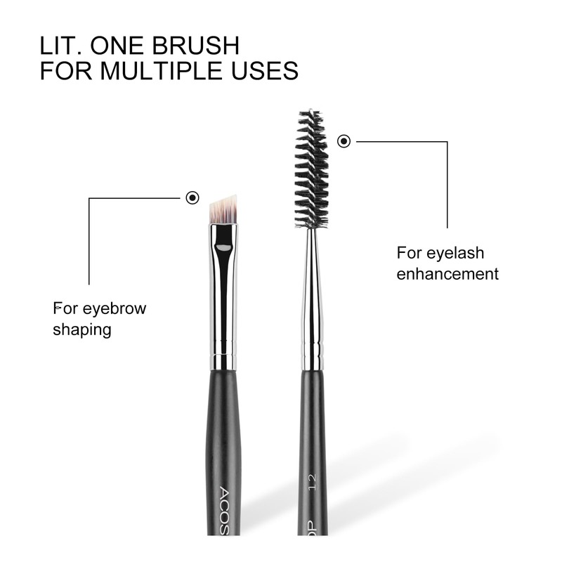 ACOSBRUOP Eyebrow and Spoolie Brush, Professional Angled Eyeliner Brush