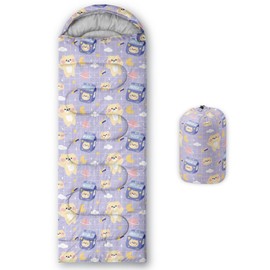 QOOMO Kawaii Printed Camping Sleeping Bags,3 Season Warm & Cool Weather,Lightweight,Waterproof Sleeping Bags for Adults & Kids,Traveling,and Outdoors,Camping Gear Equipment,31x90inch
