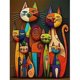 Funny Cat Diamond Painting Kits for Adults, Abstract Cat Diamond Art Kit for Adults Beginner, DIY Full Drill Cute Animal Diamond Dots Paintings Gem Art and Craft for Adult Home Decor 11.8x15.7 in
