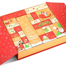 GWHOLE Advent Calendar 2023 Christmas Gift Boxes Refillable Christmas Countdown Boxes 24 Days Countdown Christmas Gift Box Treat Box for Kids Teen Adult DIY Advent Calendars