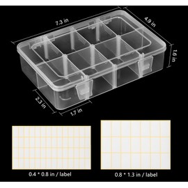 Jutieuo 2 Pack 8 Grids Bead Organizer and Storage, Plastic Organizer Box with Removable Dividers and Labels for Jewelry Crafts Small Parts Electronics Tackle Boxes (2)