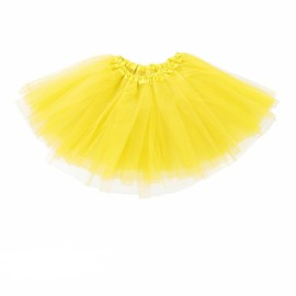 Women Adults Girls Elegant Polyester Tutu Skirt Princess Dressup Party Costume Ballet Dancewear - 3-Layer Design, Adjustable Waist - Adult and Kids Sizes Yellow