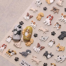 Dedyel Dog Nail Stickers 5D Embossed 3D Puppy Nail Decals for Pet Lovers Cartoon Kawaii Animal Self-Adhesive Nail Decals for Women Girls Kids Nail Art Decoration