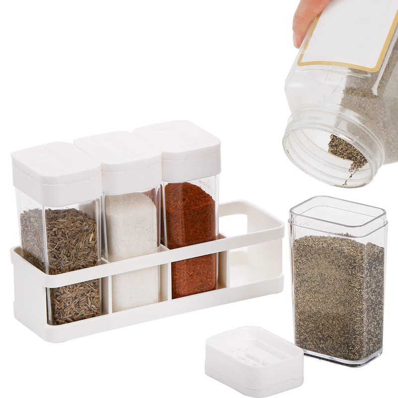 ZOOFOX 12 Pieces Spice Shaker Jars, Plastic Seasoning Shaker Box
