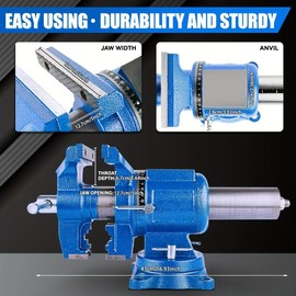 NEW 360 Swivel Multi Purpose Vise Heavy Duty Ductile Iron Table Vise For Holding Stationary Grinding Devices For Domestic Or Industrial Use | Check Out Today's Deals Now | Temu - Colour: 5inch