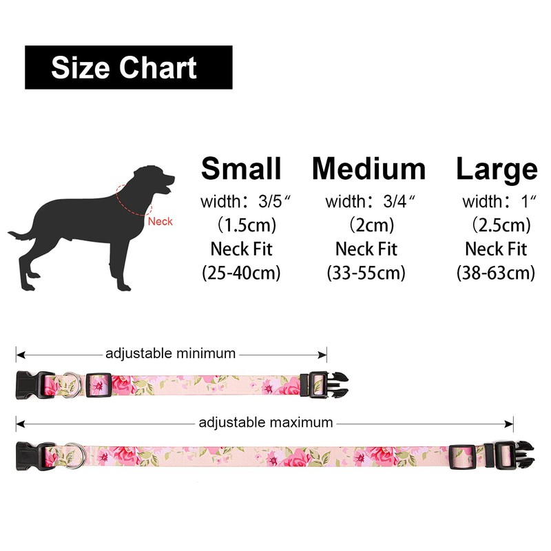 Suredoo Adjustable Nylon Dog Collar with Patterns, Soft Comfy Pet