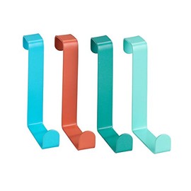 WENKO 4 Hooks Steel Over Door Coat Hooks 7.6 x 1.2 x 6 cm Multi-Coloured