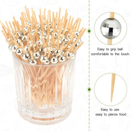 Cocktail Picks 100 Pcs Disco Ball Cocktail Picks Skewers Fancy Decorative Toothpicks for Appetizers Disco Ball Toothpicks Picks Drink Stirrer Disco Party Decorations 4.7 Inch Cocktail Skewers