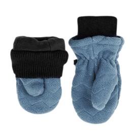 JAN & JUL Boys' Thumbless Fleece Baby Mittens with Ribbed Cuffs for Winter (Stormy Blue, Size S)
