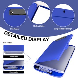 Clipboard with Storage, Lightweight Clip Boards 8.5x11 with Storage, High Capacity Nursing Clipboard with Pen Holder, Plastic Clipboard with Low-Profile Clip for Teacher Work, School & Office Supplies