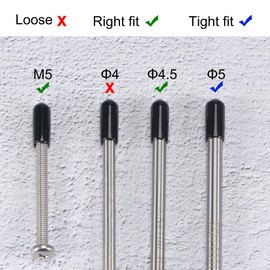 sourcing map Pack of 100 Rubber End Caps 4.5 mm Inner Diameter Rubber Caps Round Protective Caps Rubber Cover Plugs Furniture Gliders Thread Protection Rubber Feet for Screws Pipe Chair Legs, Black