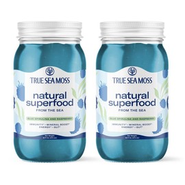 TrueSeaMoss Wildcrafted Sea Moss Gel – Blue Spirulina and Raspberry - Nutritious Organic Raw Seamoss Minerals, Proteins & Vitamins – Vegan Made in USA:_2 Pack