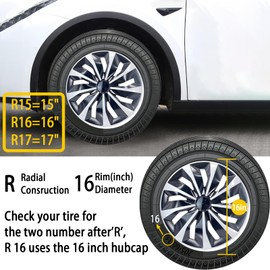 ABX Hubcaps, 16 inch hubcaps Set of 4, Replacement Hubcaps, Wheel Rim Cover ABS Material, Snap On Car Truck SUV Hub Cap, for Toyota Camry Nissan Mazda etc, Black & Silver