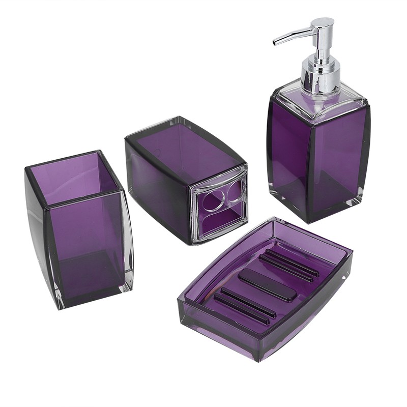 4Pcs/Set Acrylic Bathroom Accessory Set Toothbrush Soap Dish Holder for