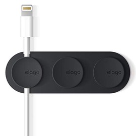 elago Magnetic Cable Management Buttons, Magnetic Cable Holder, Organize 3 Cables, Powerful Magnets, Reusable Sticker Attaches to Surface, Desk Organization (Black)
