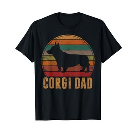 Retro Corgi Dad Gift Dog Owner Pet Welsh Corgi Father T-Shirt