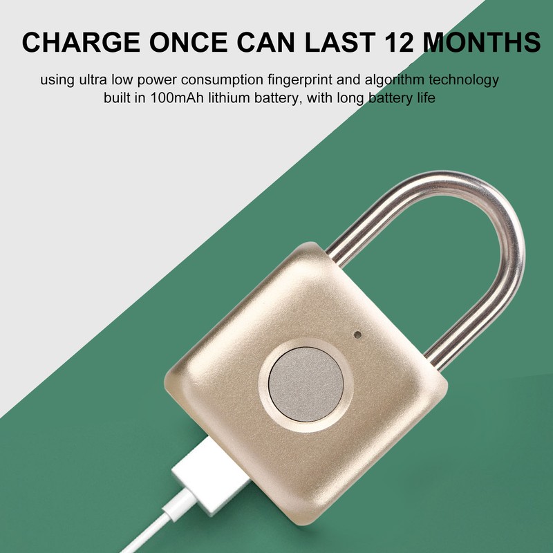 Fingerprint Padlock IPX2 Waterproof Smart Keyless Biometric Thumbprint Lock for
