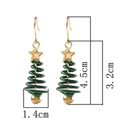 Christmas Earrings for Women,Christmas Tree Earrings for Girls,Xmas Drop Earrings,Christmas Tree Star Cute Jewellery,Christmas Style Jewelry Xmas Tree Spiral Earrings for Party