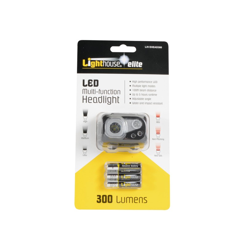 Lighthouse Torches L/HEHEAD300 Elite LED Multifunction Headlight - 3xAAA -