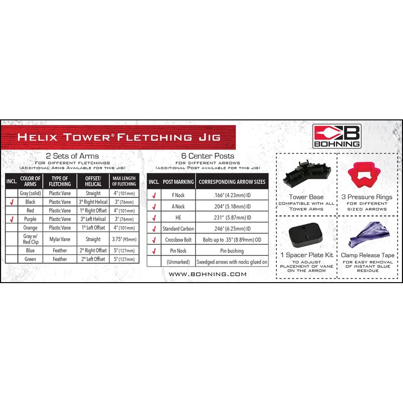 Bohning 12962 Helix Tower Fletching Jig , Black, 2.25" Vanes