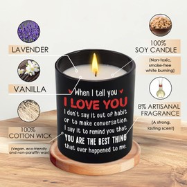 TEEZWONDER Anniversary Wedding Gifts for Men, Women, Boyfriend, Girlfriend, Husband, Wife, Valentine's Day, Birthday, Christmas Couple Gifts for Him, Her, Vanilla, Lavender Scented Candle 10oz