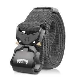 DOUNTO Quick Release Tactical Belt, Military Gun Belt Stretch Nylon Web Work Belt for Hiking Hunting Sports