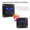 2 Gang Rocker Switch Panel Waterproof ON OFF Blue Backlit