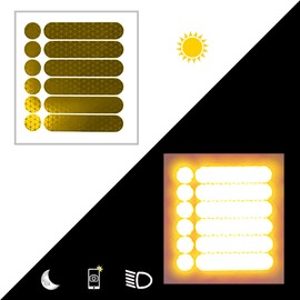 customTAYLOR33 High Intensity Grade Reflective Safety Decals/Stickers for Motorcycle, Bicycle, Snowboarding, Racing Helmets or Vehicles (Set of 2 (12 Strips & 12 Circles), Yellow/Gold)