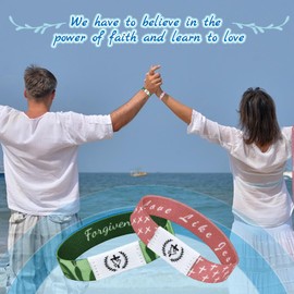 Pinsit Bible Verse Bracelets, 6PCS Christian Bracelets, Elastic Jesus Bracelet with NFC Scan for Women Men Teens Gifts