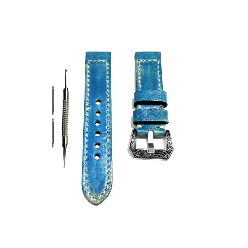 NICKSTON Turquoise Brushed Genuine Leather Band Compatible with Garmin Venu,