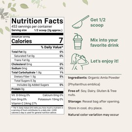 Micro Ingredients Organic Amla Powder (Amalaki) | 32oz, India Origin Gooseberry Powder | Rich in Vitamin C, Antioxidants, Supports Immune, Digestive & Skin Health, Non-GMO, Vegan & Keto Friendly