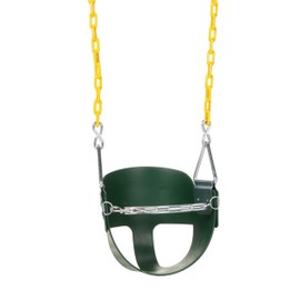 Eastern Jungle Gym Heavy-Duty High Back Half Bucket Toddler Swing Seat with Coated Swing Chains and Safety Strap