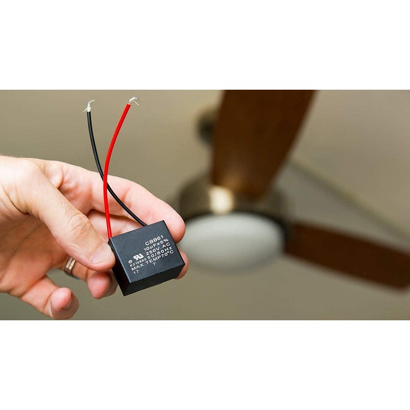Wadoy CBB61 Fan Capacitor 2 Wire 10uf, 2 Pack Celiling