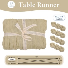 NOSTHEART Beige Table Runner 13.3Ft Cheesecloth Table Runner Gauze Cheese Cloth Table Runner Boho Table Runner Rustic Sheer Table Runner for Party Wedding Bridal Baby Shower Birthday Boho Decor