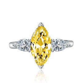LAIFULA 2CT Bridal Ring Sets Oval Cut Cubic Zirconia Wedding Band CZ Engagement Rings for Women Size Adjustable (Yellow)